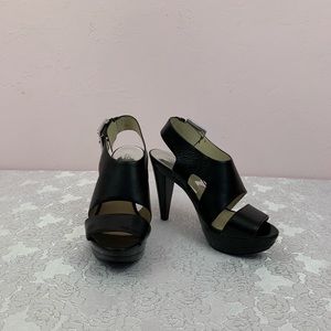 Michael Kors Carla Black Leather Patform Heels